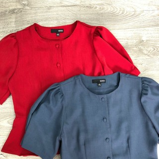 Áo Mixxo Nút Bọc Tay Xếp Li