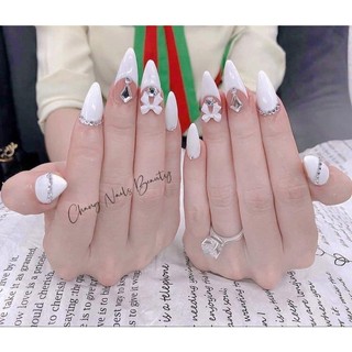 Móng up thiết kế tặng kèm keo,dũa,đẩy da nail box sơn thạch hồng đính đá đơn giản