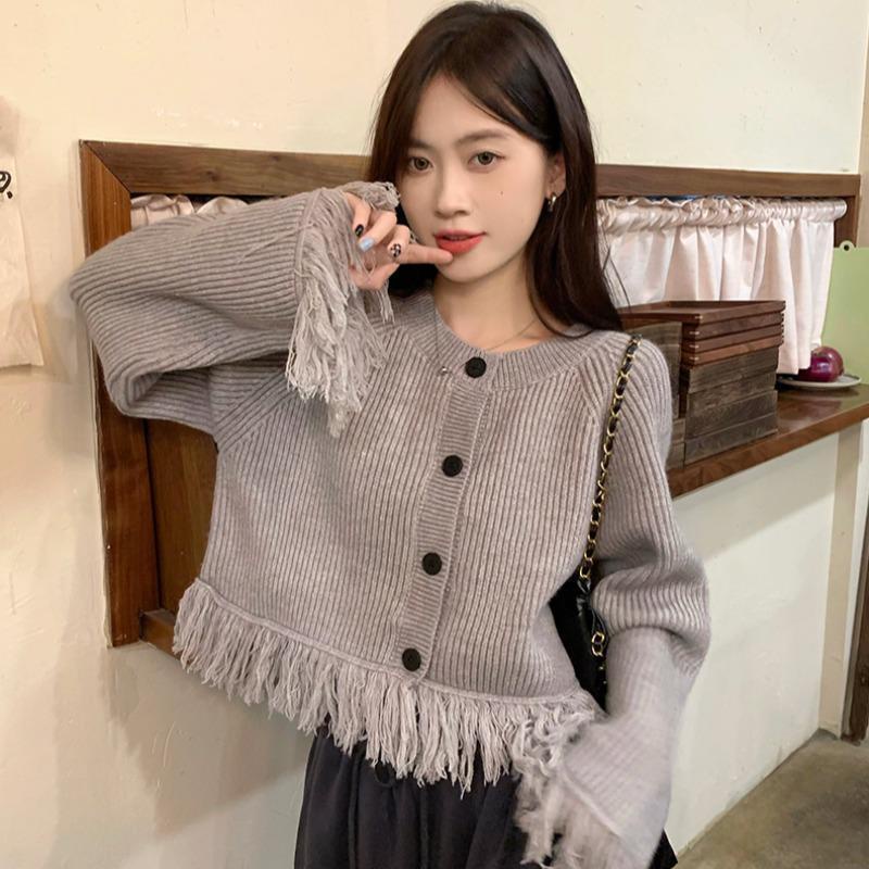 Áo Khoác Cardigan Dệt Kim Thiết Kế Tua Rua Dáng Rộng Phong Cách Nhật Bản Thời Trang Xuân Thu Cho Nữ