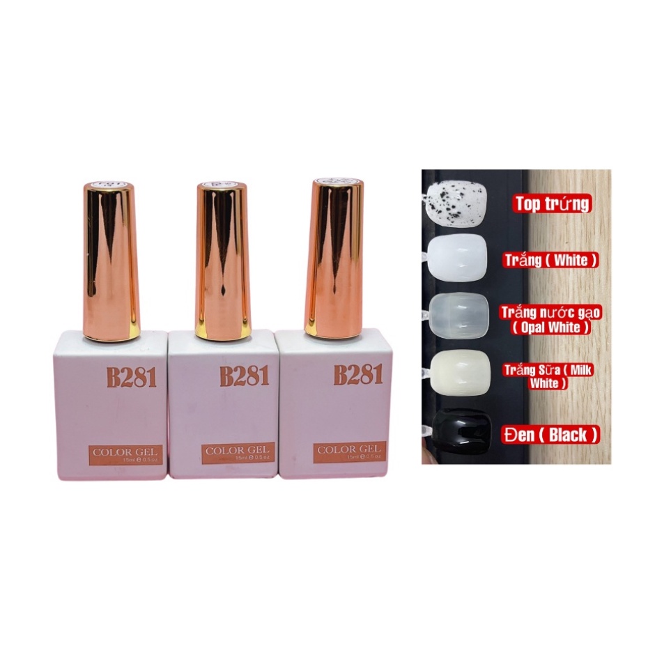 Sơn Gel Đen, Trắng , Ngà , Gạo B281 15ml Chính Hãng