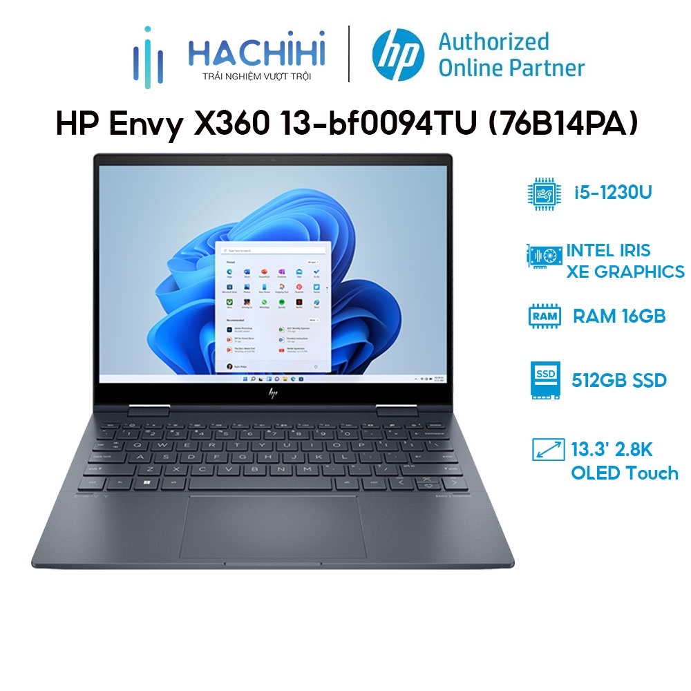Laptop HP Envy X360 13-bf0094TU 76B14PA  i5-1230U | 16GB | 512B |  13.3' 2.8K OLED Touch