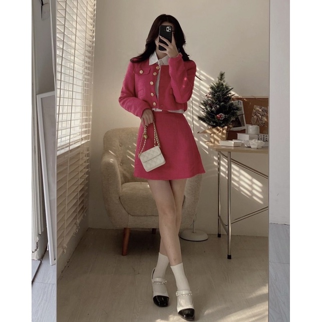 SET DẠ TWEED CÚC ĐỒNG TÚI HỘP KÈM CHÂN VÁY SDTCDT