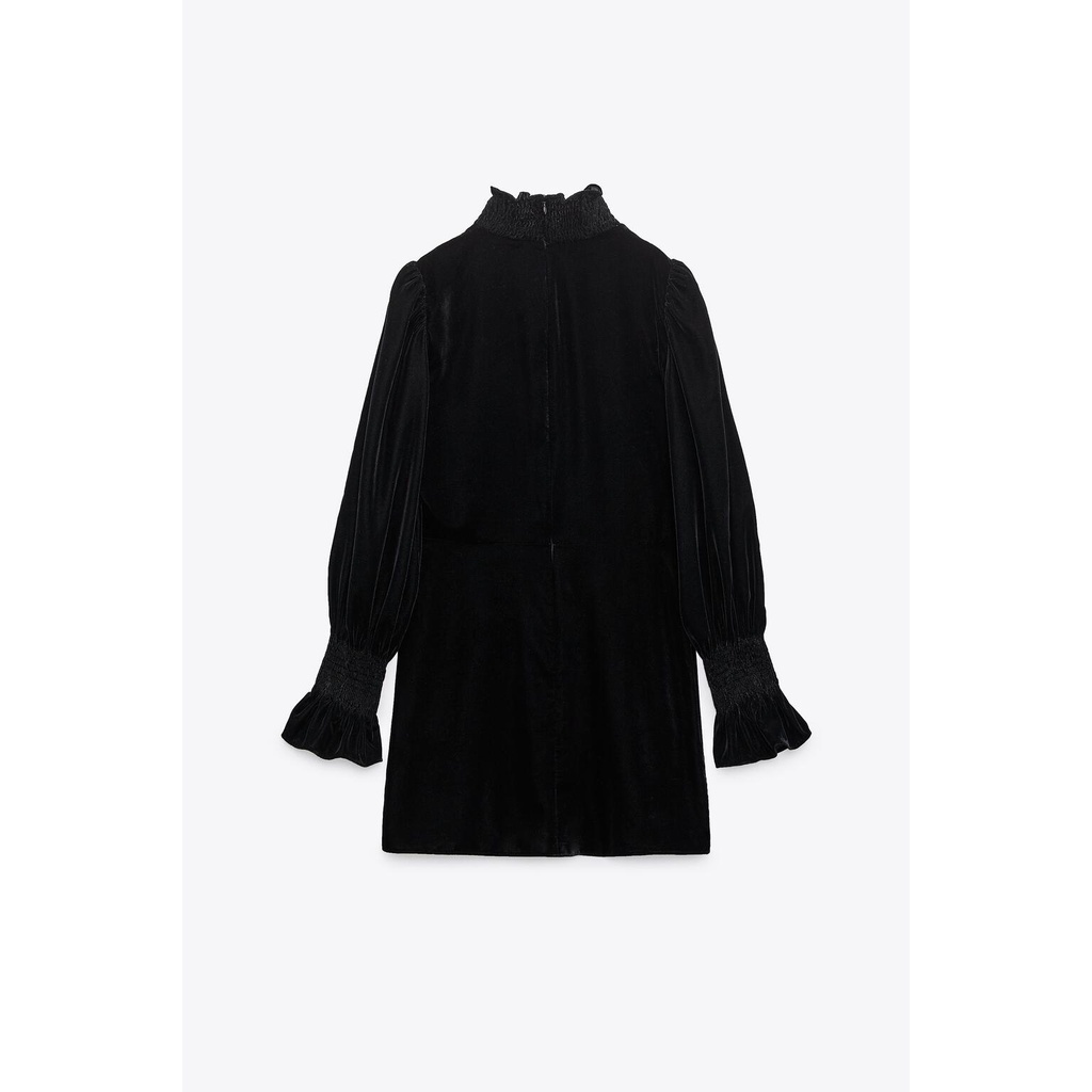 Zara Đầm Nhung Đen mini Thời Trang Mùa Thu Thanh Lịch Cho Nữ 9039947