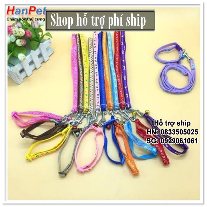 Hỗ trợ Ship- Dây dắt chó mèo dưới 5kg + kèm vòng cổ nhỏ xinh (sunzin 344)