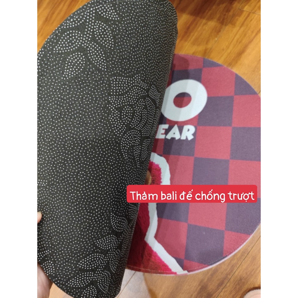 Thảm Lau Chân Hình Gấu Dâu Siêu Thấm Hút Chống Trơn Trượt Mẫu Mới  Thảm 3D Mịn Chất liệu Silicon và Bali