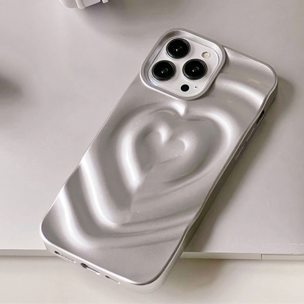 Ốp Điện Thoại IMD Mềm Chống Sốc Màu Trơn Họa Tiết Trái Tim Cho IPhone 11 12 13 14 Pro Max