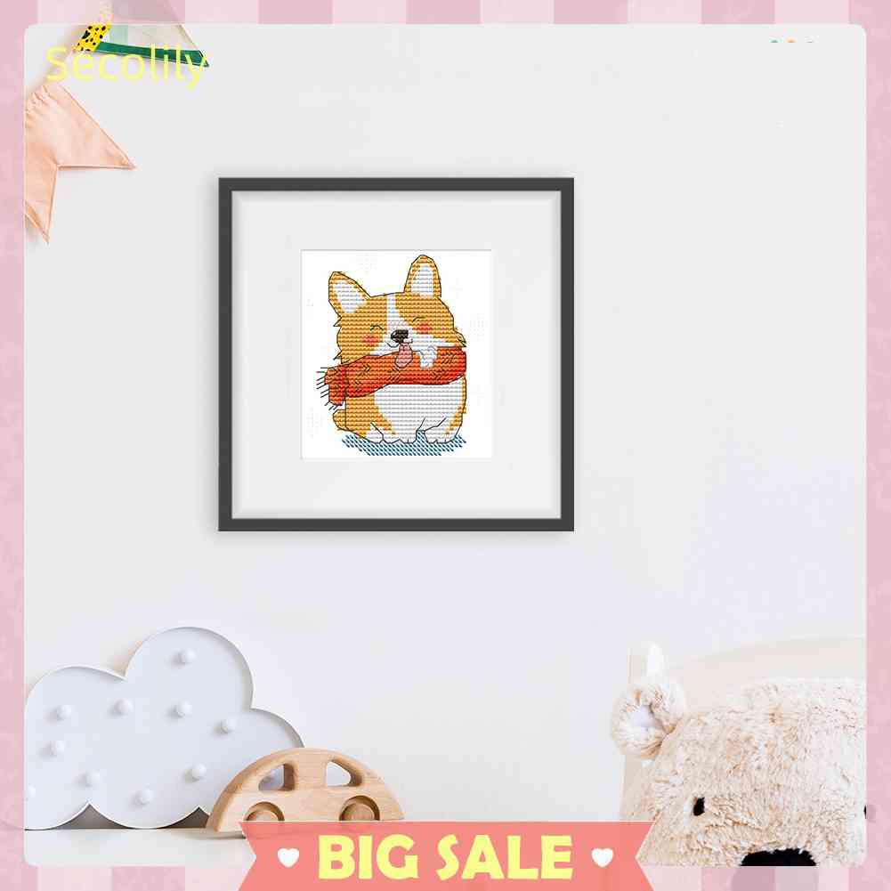 Mới Bộ Tranh Thêu Chữ Thập 14CT DIY Hình Chú Chó Cười Đang Cười