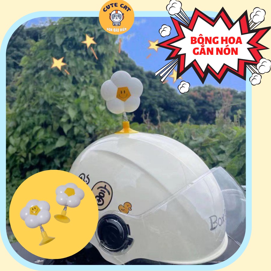 Phụ Kiện Bông Hoa Gắn Mũ Bảo Hiểm Nửa Đầu Kính Phi Công Dễ Thương, Bông Hoa Trang Trí Nón Bảo Hiểm Siêu Xinh Xắn CUTE CA