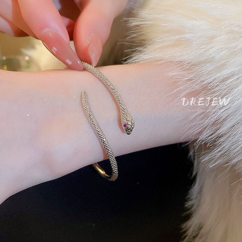 Vòng Tay Hở Hình Rắn Nhỏ Đính Đá Độc Đáo Phong Cách Hàn Quốc