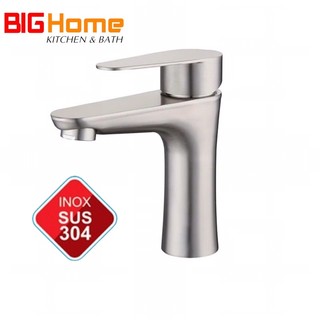 Vòi lavabo rửa mặt tròn nóng lạnh inox 304
