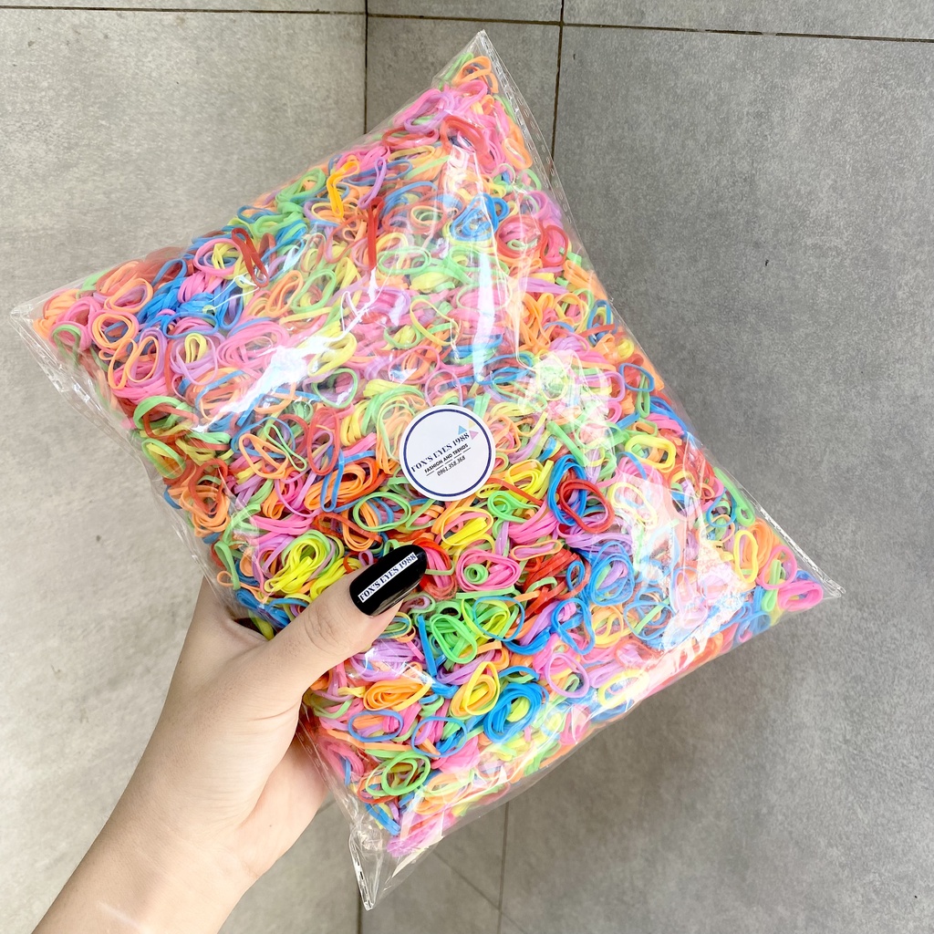 Sỉ 0,5kg/1kg Thun Cột Tóc Dẻo Thái Co Giãn Không Đứt Dùng 1 Lần Phụ Kiện Tóc Cho Nữ Và Bé Gái