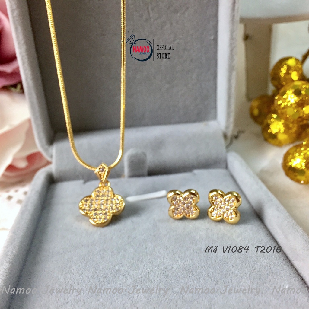 Bộ Trang Sức Nữ Tinh Xảo V1084 T2016, Set dây Chuyền Và Bông tai Tuyệt Phẩm Dành Cho Phái Đẹp