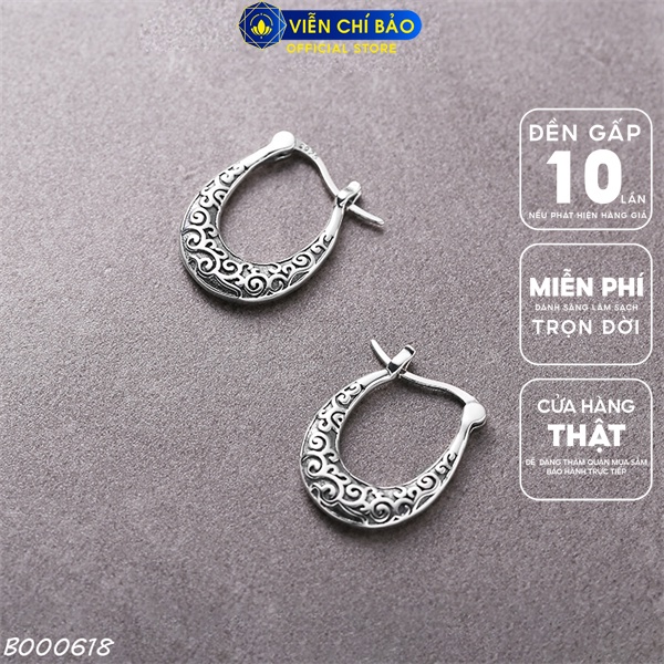 Bông tai họa tiết cổ điển chất liệu bạc Thái 925 thời trang phụ kiện trang sức nữ Viễn Chí Bảo B000618