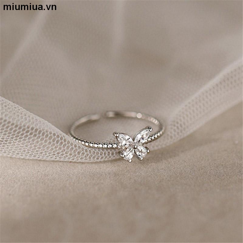 miumiuaNhẫn bướm đính đá xinh bạc 925 𝐍A nhà Tiệm nhỏ của Ryn