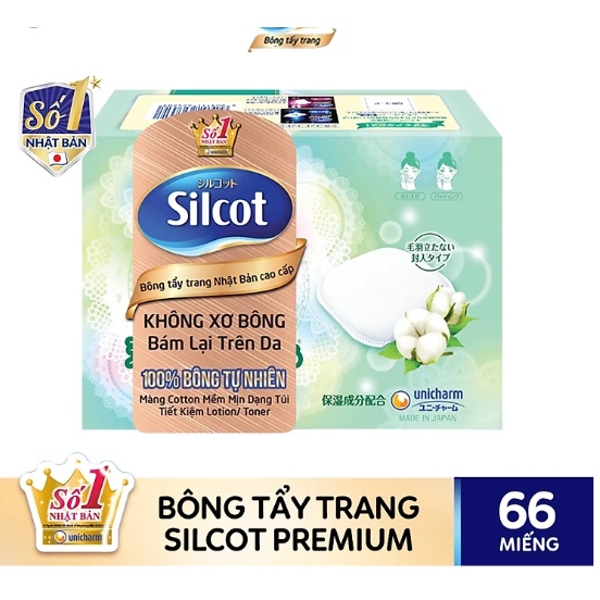 Silcot Bông Trang Điểm (bông tẩy trang) Nhật Bản Cao Cấp (Hộp 66 miếng)