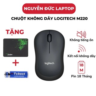 Chuột Không Dây Logitech M220 Silent Không Ồn Pin 1.5 năm, Chuột Logitech USB Wireless cho Laptop (tặng bàn di chuột)