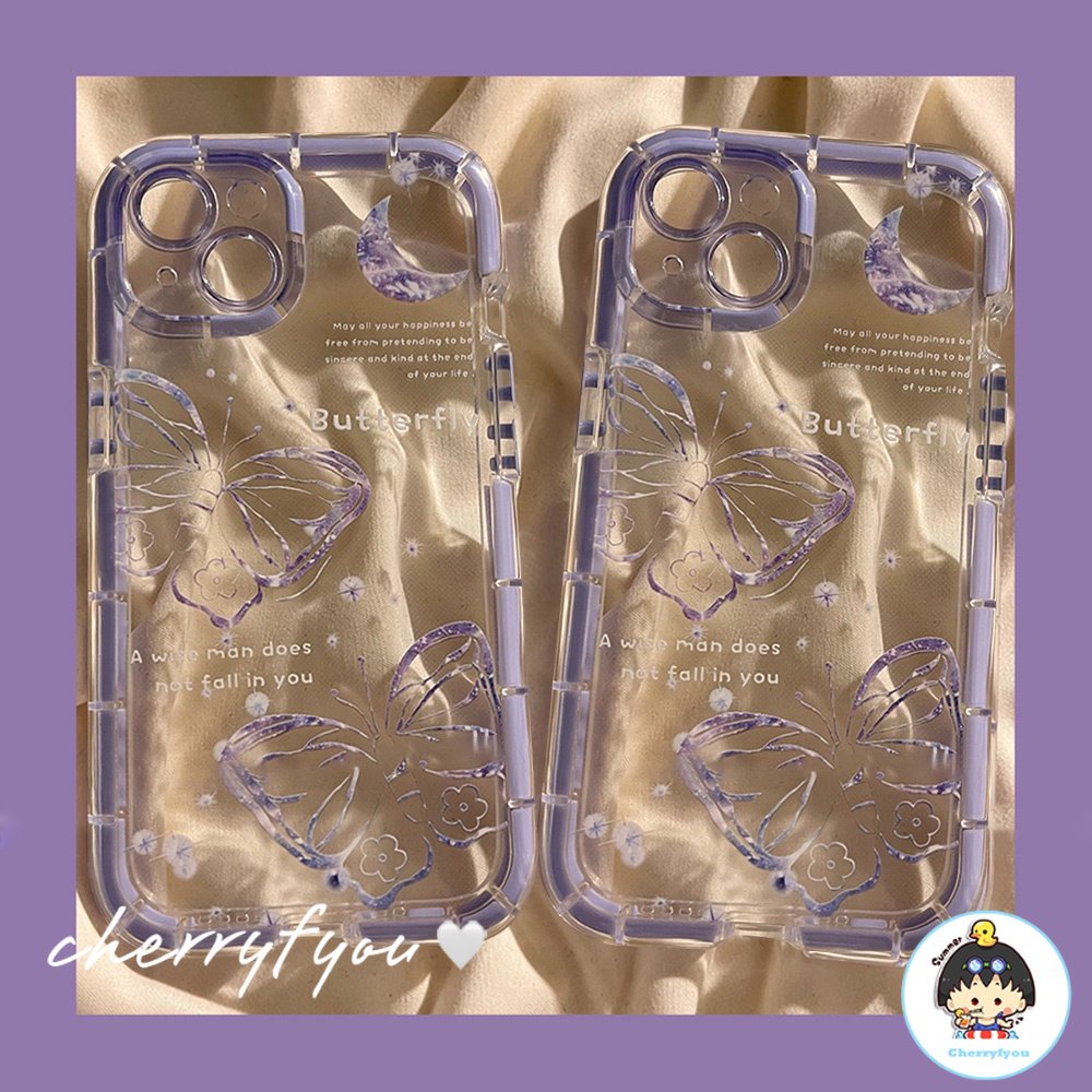 Ốp Điện Thoại TPU Mềm Chống Rơi Họa Tiết Bướm Dạ Quang Cho IPhone 11 12 13 14 Pro Max 14 Plus