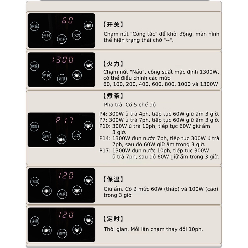 Bếp điện hồng ngoại thông minh mini chuyên pha trà 1300W