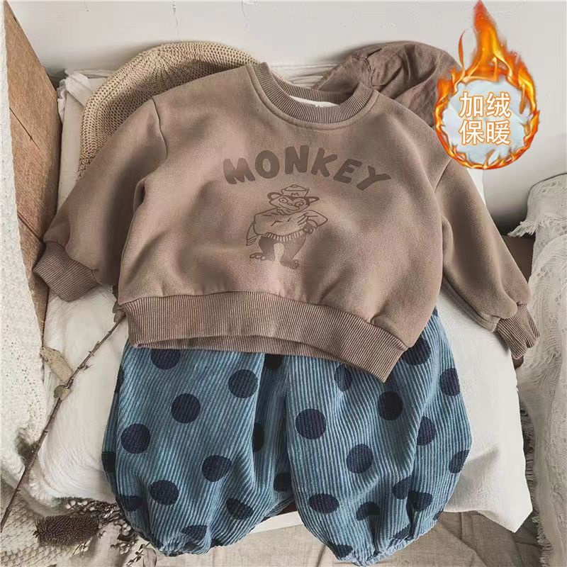 Áo Hoodie Vải Bông Chui Đầu In Chữ Thời Trang Thu Đông Mới Cho Bé Trai Và Gái