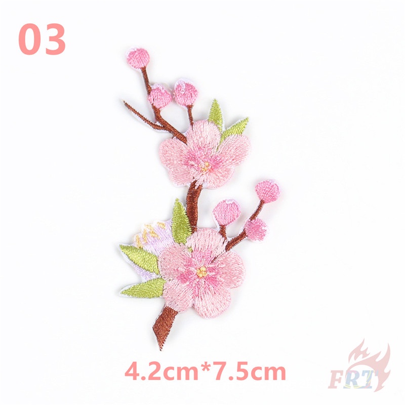 Miếng dán ủi hoặc thêu họa tiết hoa anh đào nguyên cành sắc nét DIY sáng tạo