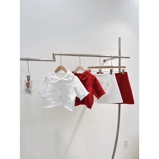 S184 - set váy dạ đỏ viền tua rua