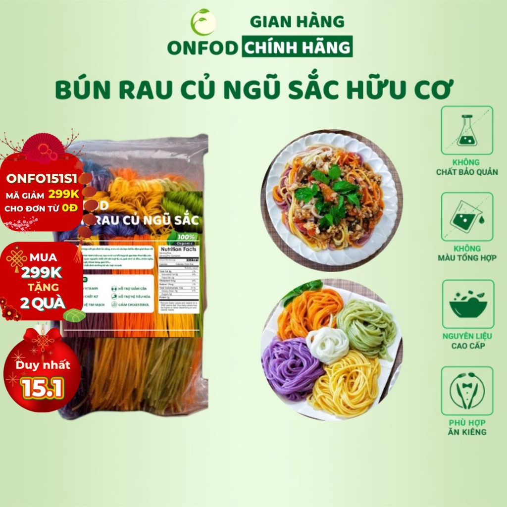 Bún gạo lứt rau củ ngũ sắc hữu cơ ONFOD ăn kiêng giảm cân healthy eatclean