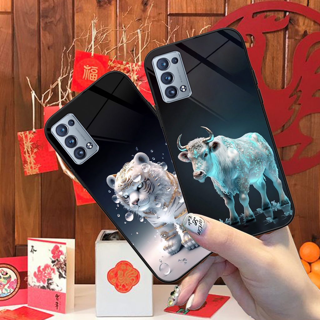Ốp lưng kính cường lực Oppo Reno 5 4G / Reno 5 5G / Reno 5 đủ 12 con giáp mẫu thủy tinh. Ốp tráng gương cao cấp