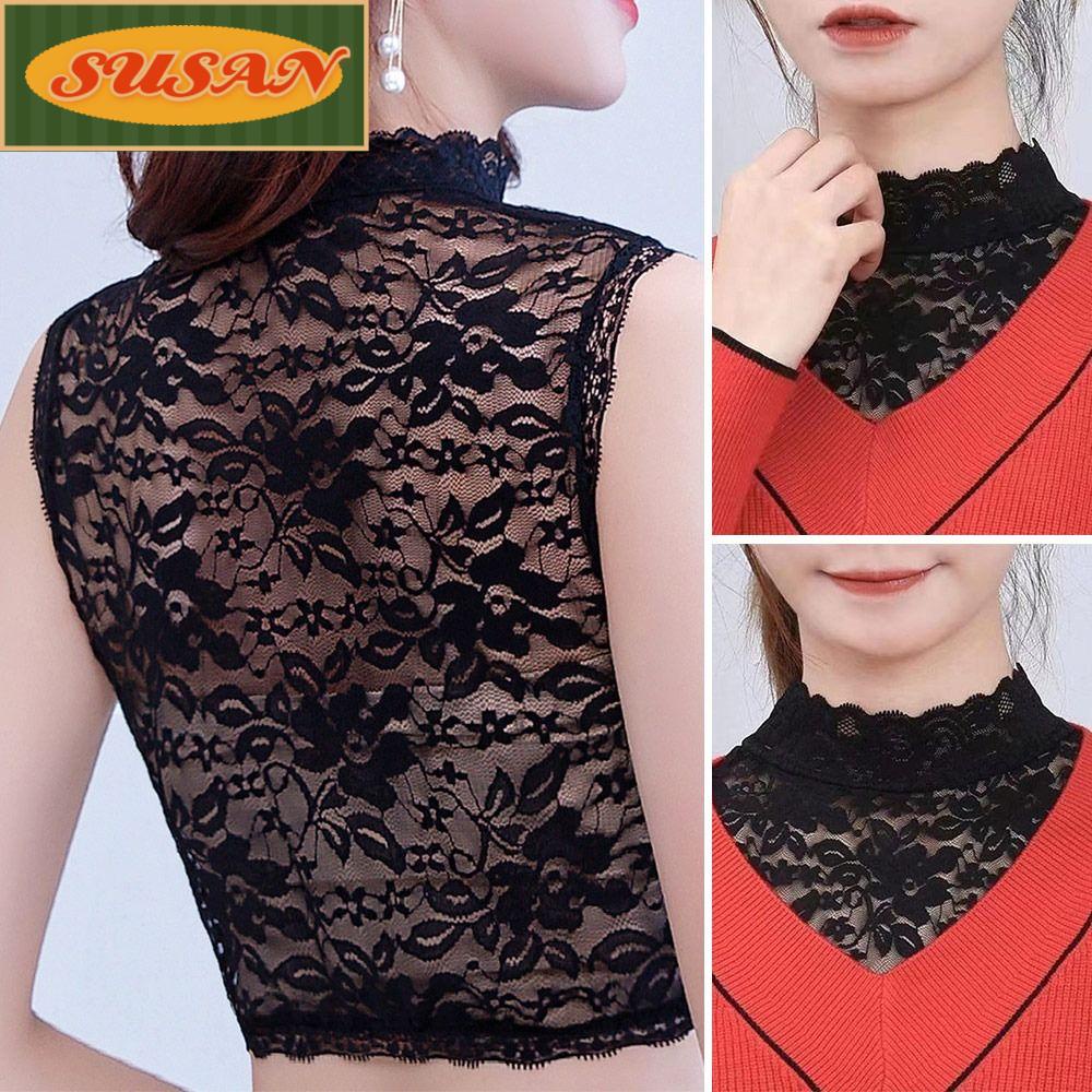 Cổ Áo Giả Họa Tiết Ren Hoa Có Thể Tháo Rời Phong Cách Vintage