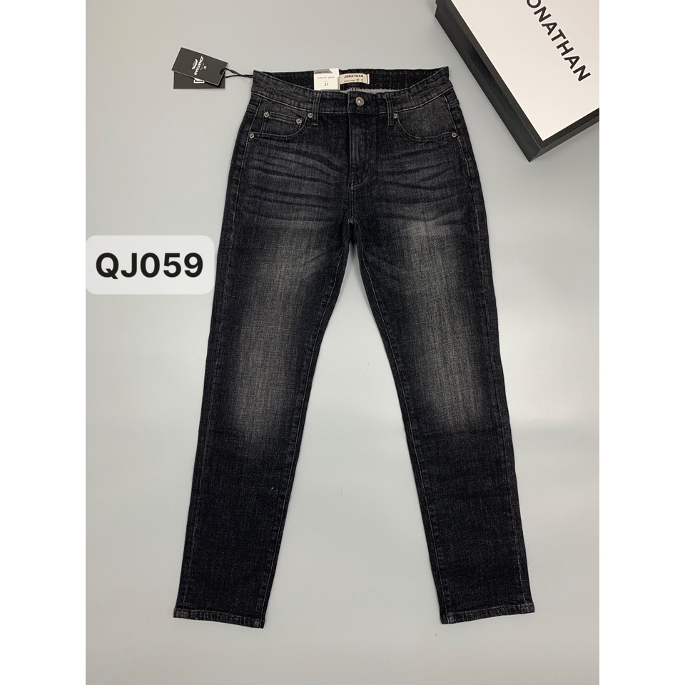 Quần jean nam đen wash sáng JONATHAN QJ059 vải denim trơn cao cấp co dãn nhẹ 4 chiều, form dáng chuẩn đẹp