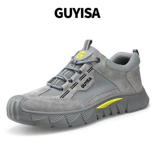  Giày bốt bảo hộ an toàn GUYISA thiết kế hở ngón màu xám mũi thép size 37-45 chống trượt chất lượng cao 