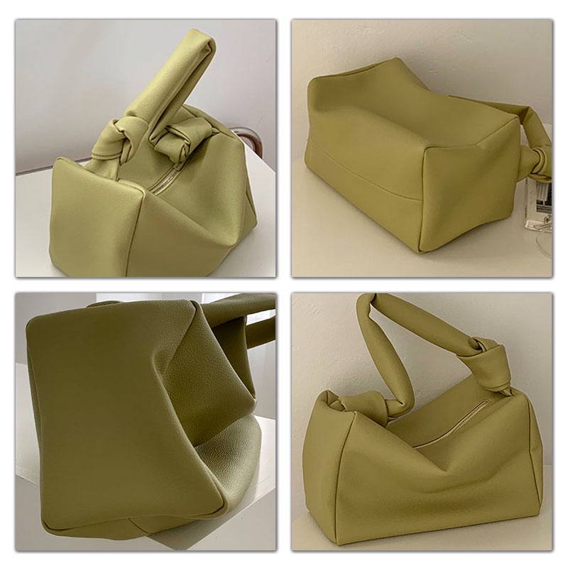 Mischa Túi Xách Da PU Mềm Màu Trơn Thắt Nút Dễ Phối Đồ Thời Trang niche