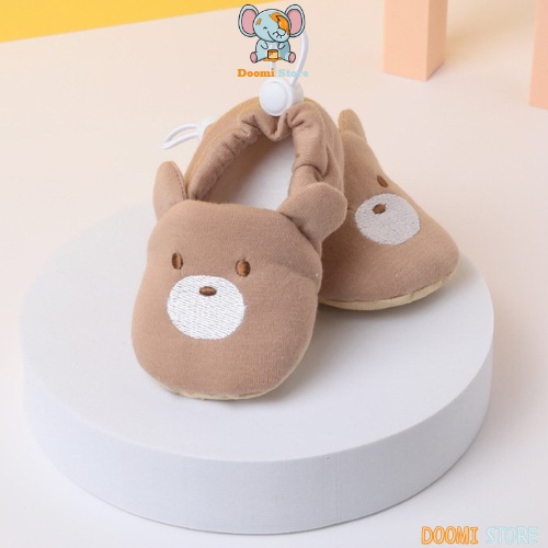 Giày Tập Đi Cotton Hình Gấu Nâu Siêu Đáng Yêu Cho Bé Từ 0-1 tuổi Doomi Store - SP269