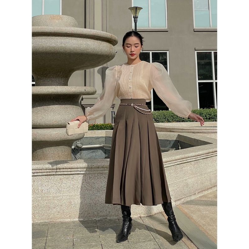 Chân váy midi xòe HUONG BOUTIQUE - HBZ359