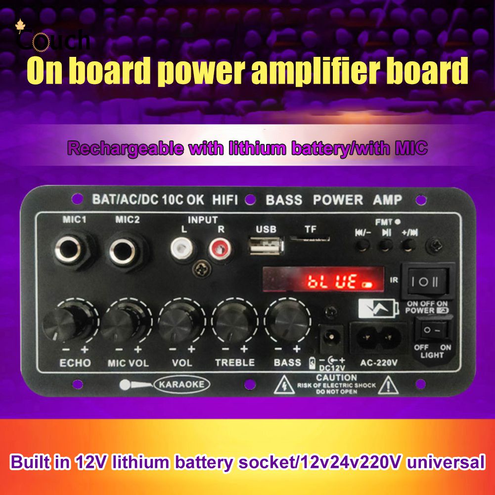 Bảng Mạch Khuếch Đại Âm Thanh Nổi Bluetooth Kỹ Thuật Số Ac 220V 12V 24V Loa Siêu Trầm Micrô Kép Bộ Khuếch Đại Karaoke Nâng Cấp Có Thể Kết Nối Với Ghế Giao Diện Pin Lithium 12V