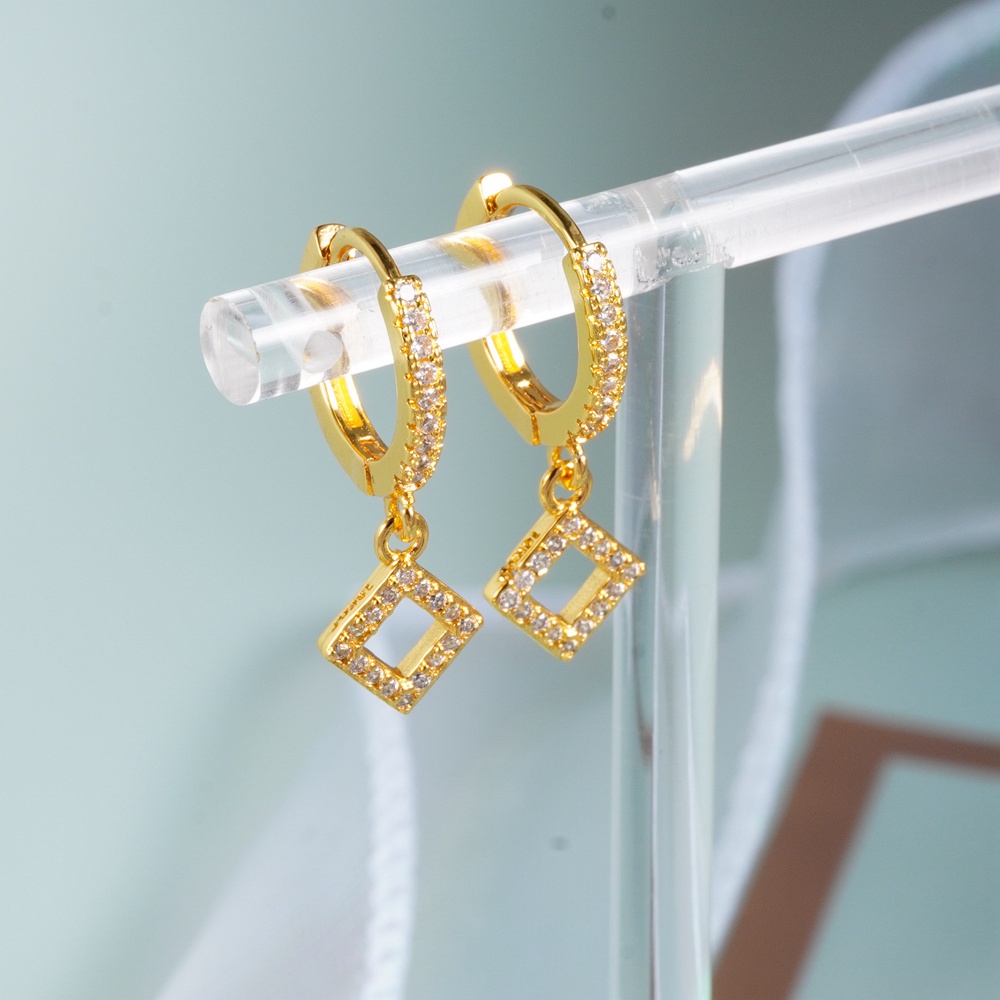 Khuyên Tai Tròn Mạ Vàng 18K Đính Đá Zircon Thời Trang