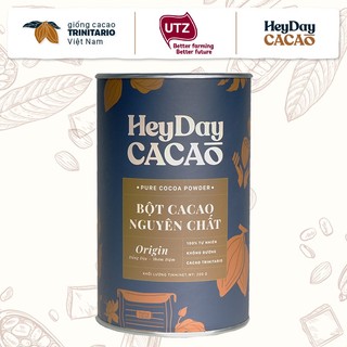 Bột cacao nguyên chất 100% Heyday Cacao - Lon Giấy Cao Cấp 200g - 24% Bơ Cacao Tự Nhiên