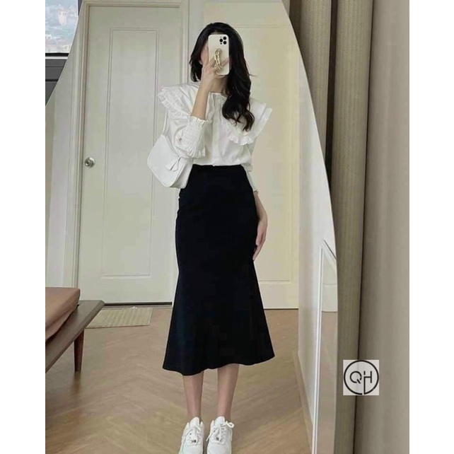 Chân váy đuôi cá chất umi co giãn