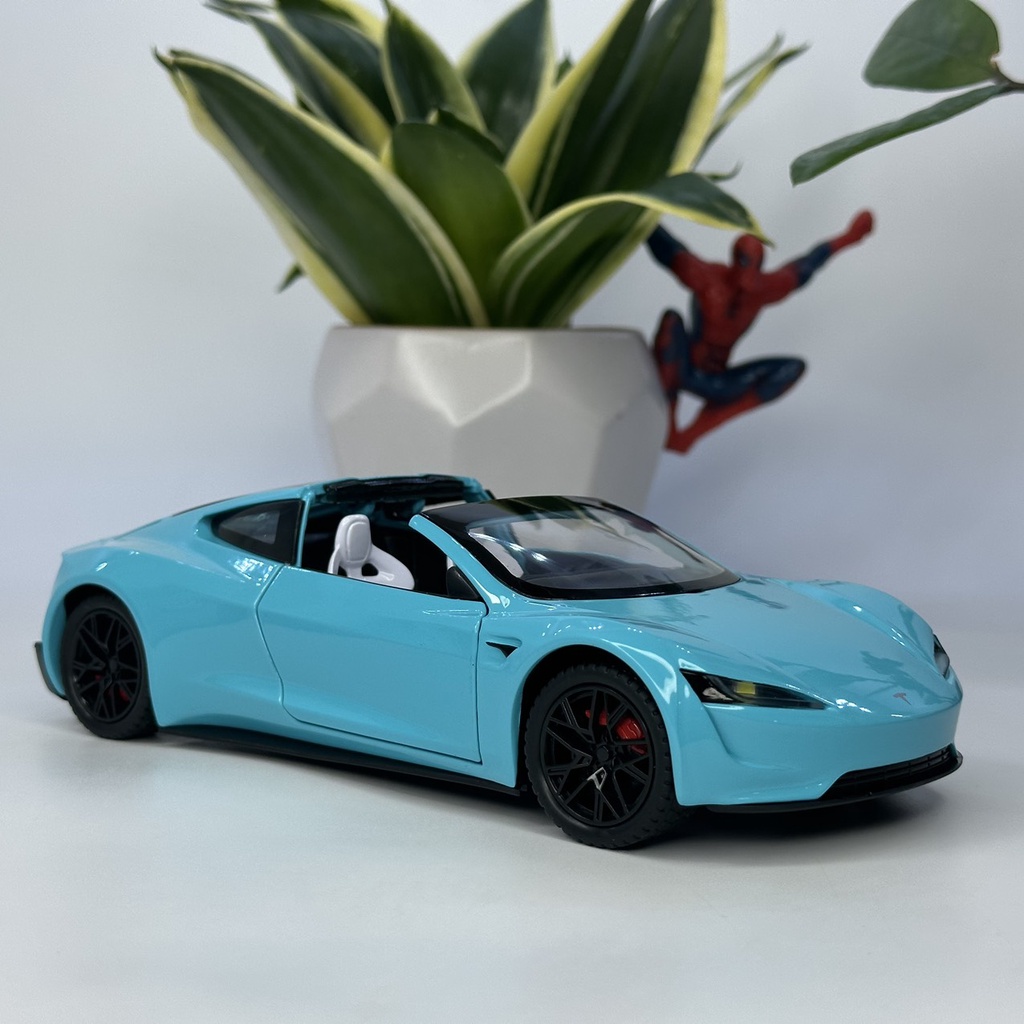 Mô hình xe Tesla Roadster mui trần tỷ lệ 1:24 bằng kim loại chiếc xe thể thao nhanh nhất được Mỹ sản xuất