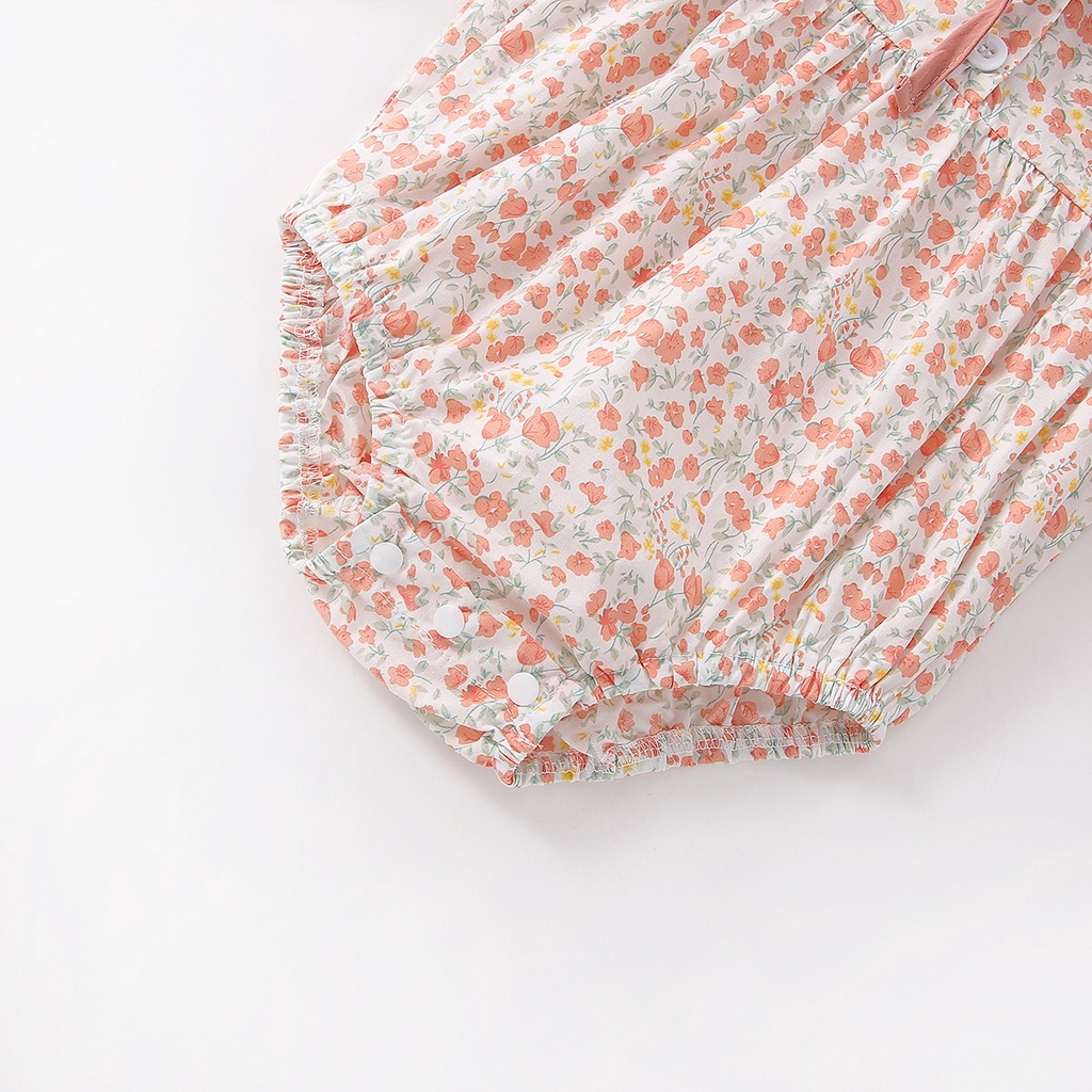 Bộ Áo Liền Quần Tay Dài In Hoa Xinh Xắn Cho Bé Gái Từ 0-2 Tuổi