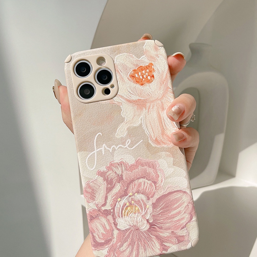 Ốp Điện Thoại Da TPU Mềm Siêu Mỏng Chống Bụi Vẽ Hình Hoa Sơn Dầu Cho IPhone 14 13 12 11 Pro Max 14 Plus