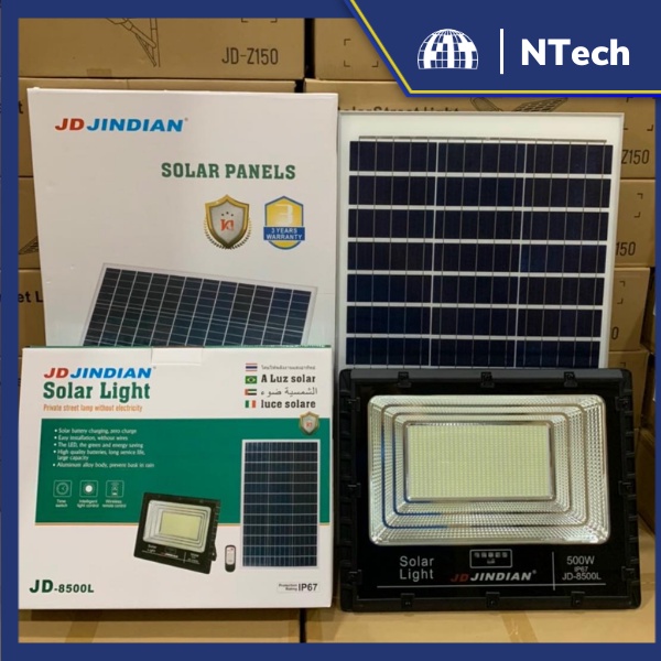 Đèn Năng Lượng Mặt Trời, Đèn Pha JinDian JD-8500L Công Suất 500W - Mẫu Mới 2022, Khung Nhôm, Chip Led "SMD"- BH 02 Năm