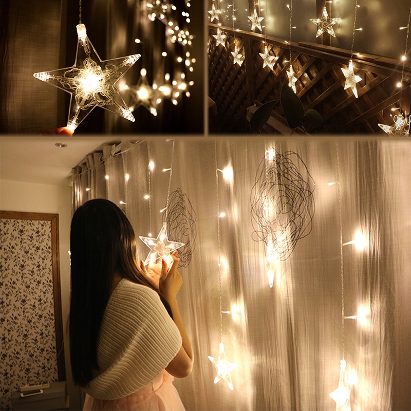 [Home] [Đèn Led Rèm 2.5M] [Vòng Hoa Ngôi Sao Trang Trí Giáng Sinh / Trong Nhà / Ngoài Trời / Tiệc Cưới / Sinh Nhật / Ramadan]