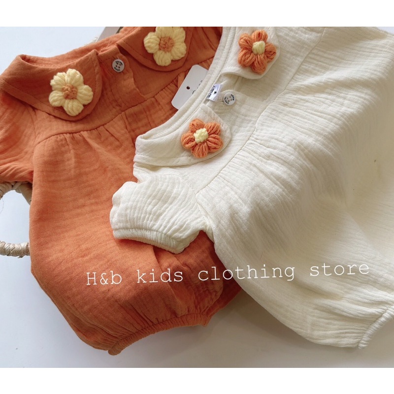 Body đính hoa xinh xắn cho bé gái chất vải xô muslin cực kỳ mềm mại thoáng mát