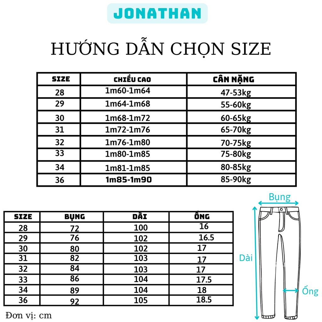 Quần jean nam xanh ống suông JONATHAN QJ057 vải denim cao cấp co giãn nhẹ,  form dáng chuẩn đẹp, trẻ trung, hottrend