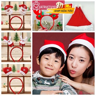Mũ ông già Noel, bờm Giáng Sinh cài tóc nhiều mẫu vải nhung, nỉ chất liệu đẹp