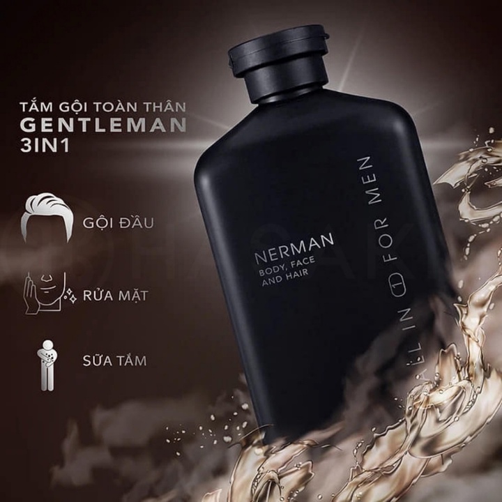 Sữa tắm gội hương nước hoa cao cấp Gentleman 3 in 1 NERMAN 350ml