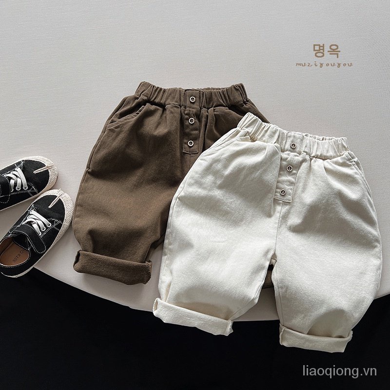 Quần Dài Vải Lông Cừu Mỏng Giữ Ấm Mùa Thu Đông Phong Cách Hàn Quốc Nhật Bản Cho Trẻ Em Dễ Phối Đồ WYQ1