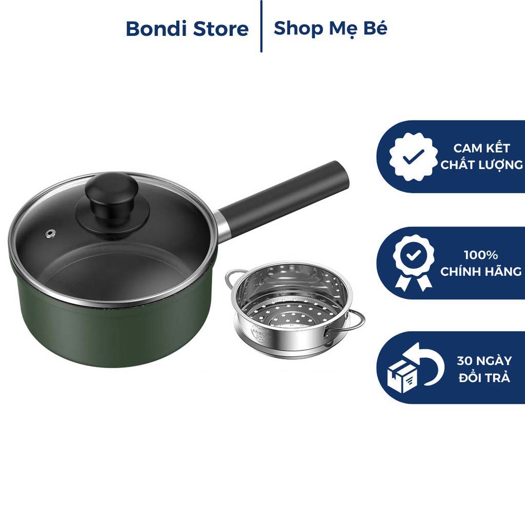 Bộ Nồi Chảo Cho Bé Ăn Dặm Cao Cấp Vân Đá Hoa Cương Chống Dính Kèm Xửng Hấp Tiện Lợi Nồi Quấy Bột Cho Bé