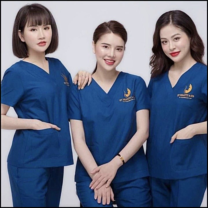 Bộ Đồng Phục Spa, Thẩm Mỹ Viện Hanoitex Thêu Logo Theo Yêu Cầu