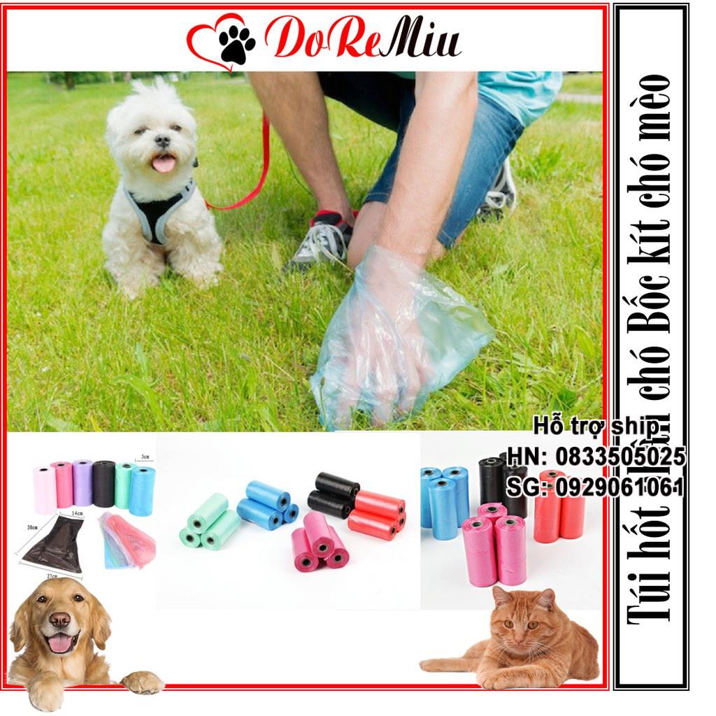 STHA- 1 cuộn 15 Túi hốt phân chó bốc kít túi nilon dùng bọc xẻng gắp phân